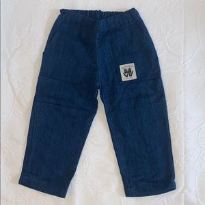 Natural blue toddler pants. Made in Maine.